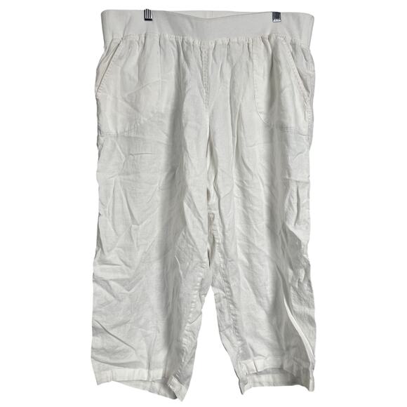 Allen Allen XL Linen Wide Leg Capri Pants Straight Leg - Picture 1 of 8